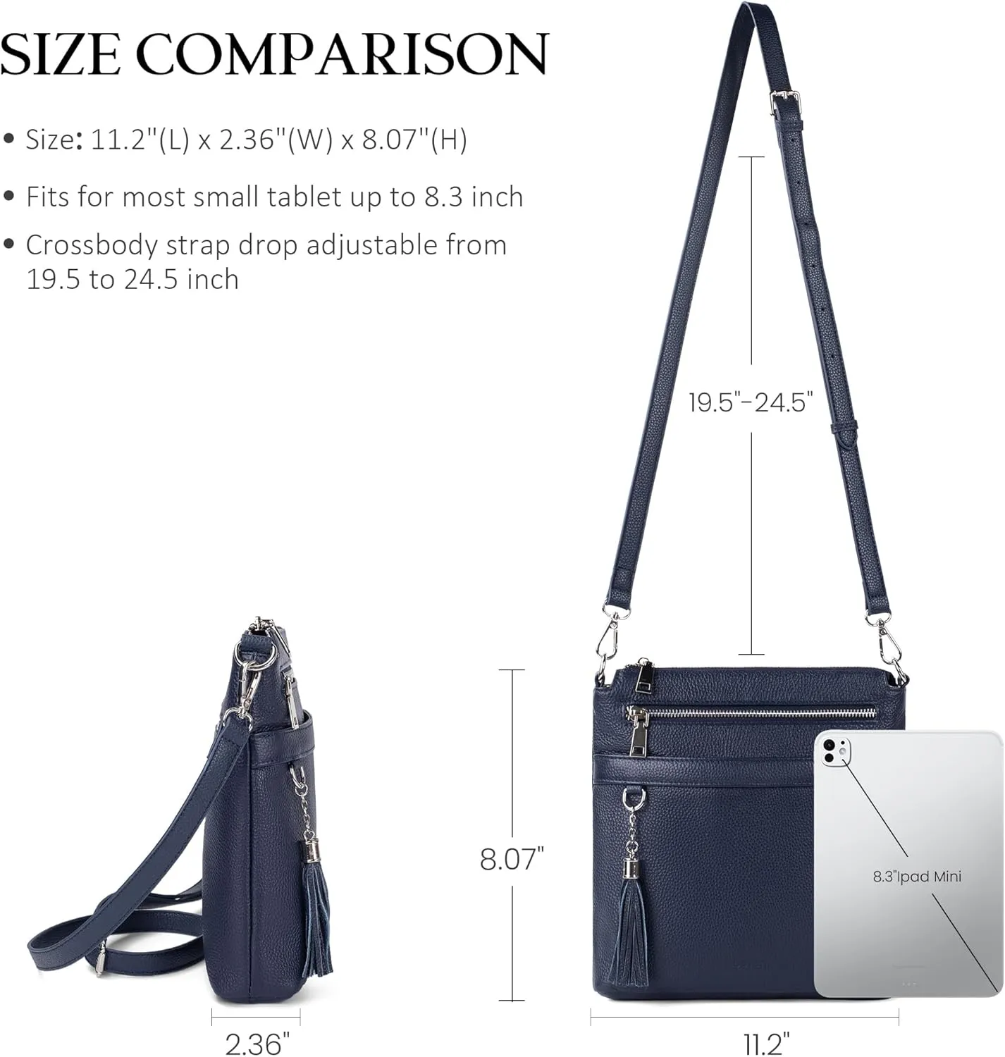befen Genuine Leather Crossbody Purses for Women, Womens Medium Cross Body Bags Handbag Shoulder Purse with Adjustable Straps