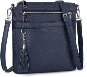 befen Genuine Leather Crossbody Purses for Women, Womens Medium Cross Body Bags Handbag Shoulder Purse with Adjustable Straps