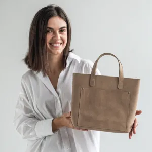 Beige leather mini tote bag