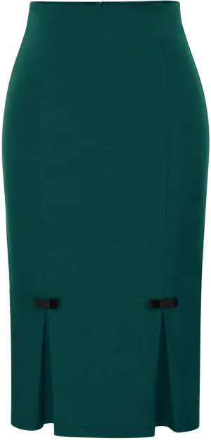 Belle Poque Women Midi High Waist Office Stretchy Pencil Skirt with Bow-Knot BP587