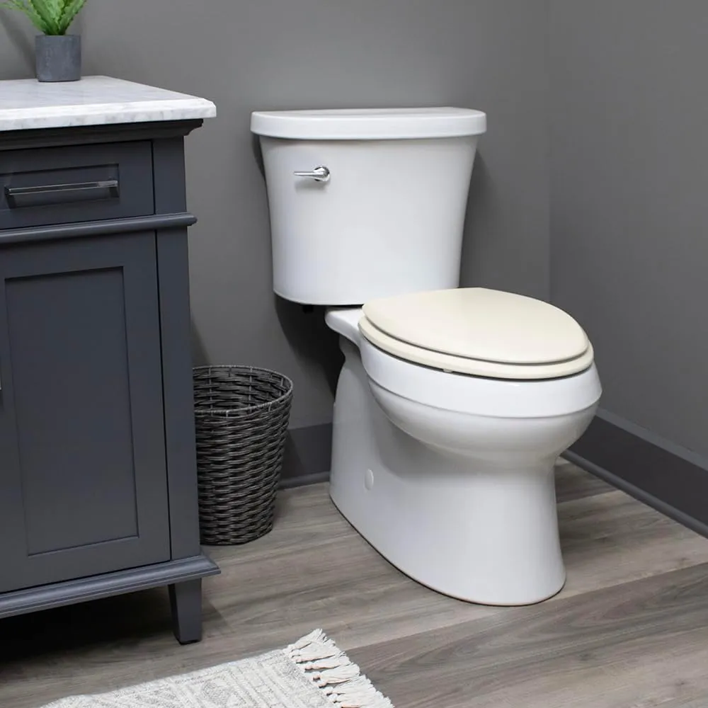 Bemis 500EC Durable Wood Toilet Seat with Easy Clean Hinges, Made in USA, Round, Biscuit