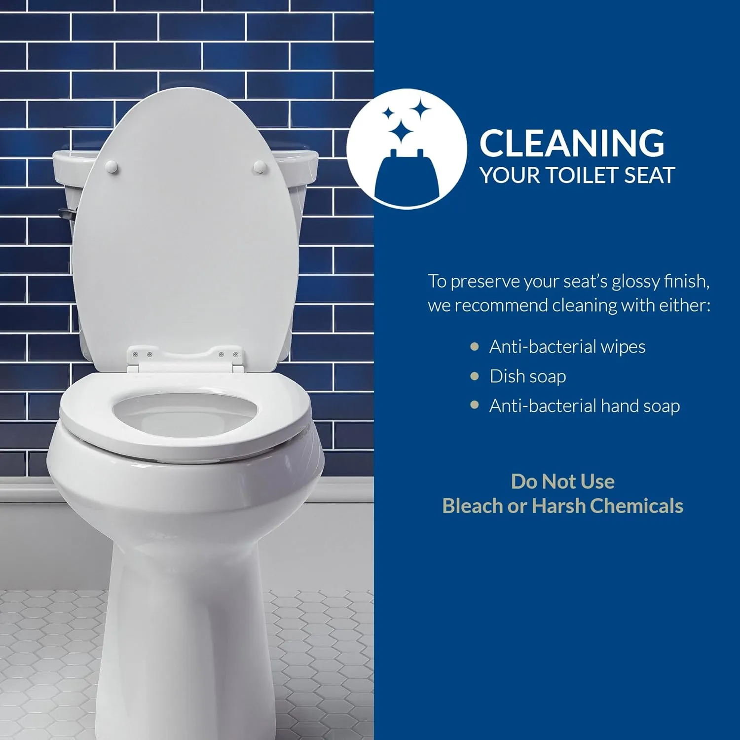 Bemis 500EC Durable Wood Toilet Seat with Easy Clean Hinges, Made in USA, Round, Biscuit