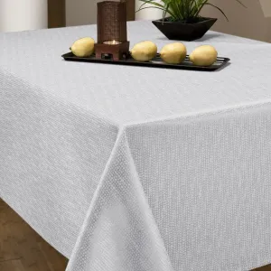 Benson Mills Pebbles Fabric Tablecloth, White, 60-Inch-by-84-Inch