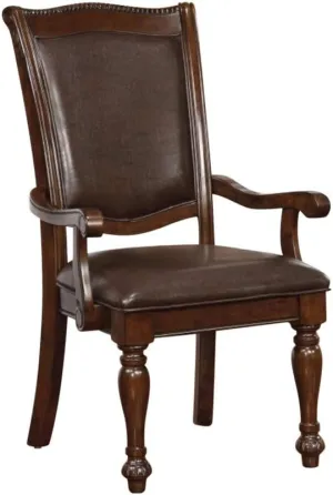 Benzara Alpena Traditional Arm Chair, NA, Brown Cherry