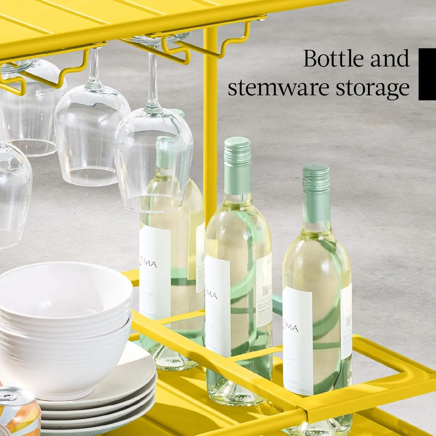Best Choice Products Outdoor Mobile Patio Bar Cart, Home Bar Serving Cart, BBQ Side Table w/ 2 Tier Storage, Wine Rack, Lockable Wheels - Yellow