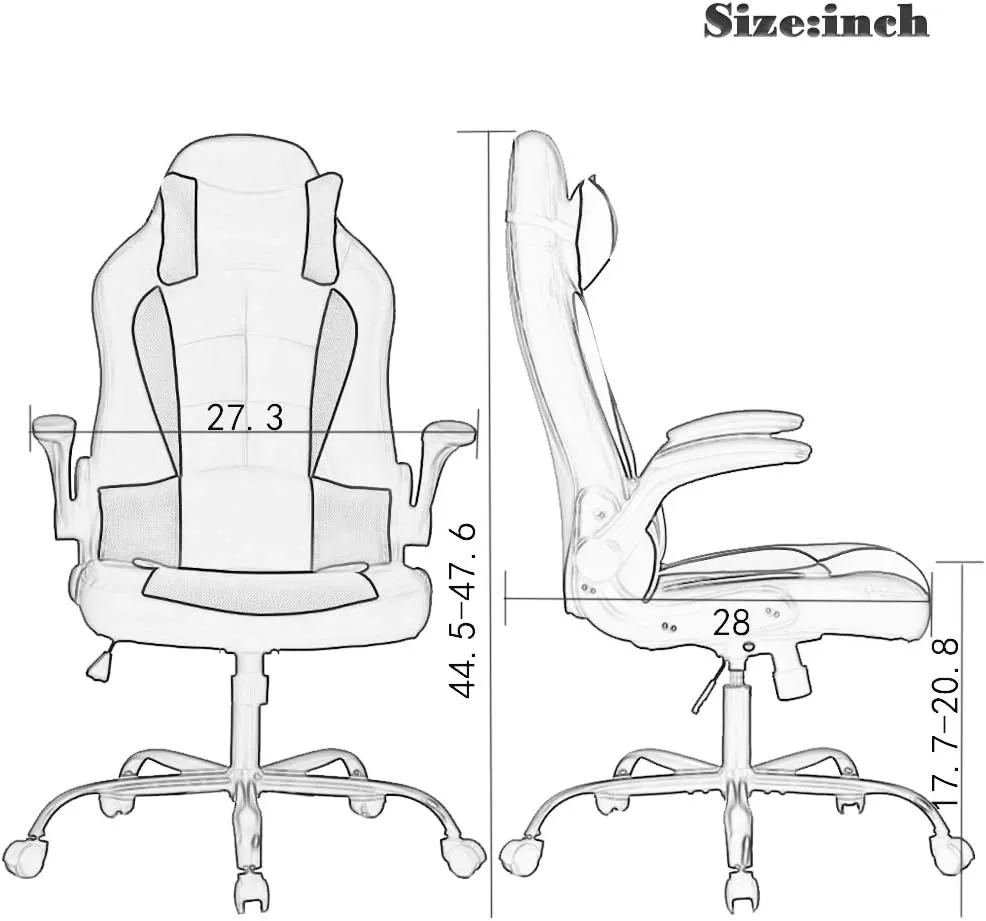 BestOffice PC Gaming Chair Ergonomic Office Chair Desk Chair with Lumbar Support Flip Up Arms Headrest PU Leather Executive High Back Computer Chair for Adults Women Men (Red)