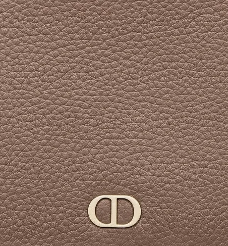 Bi-Fold Card Holder • Khaki Grained Calfskin with CD Icon Signature