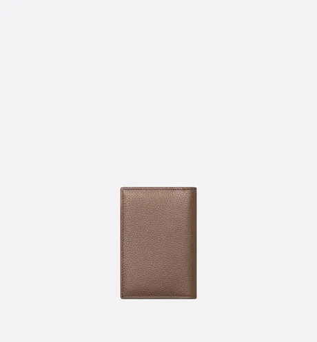 Bi-Fold Card Holder • Khaki Grained Calfskin with CD Icon Signature
