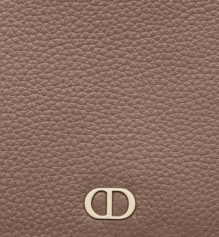 Bi-Fold Card Holder • Khaki Grained Calfskin with CD Icon Signature
