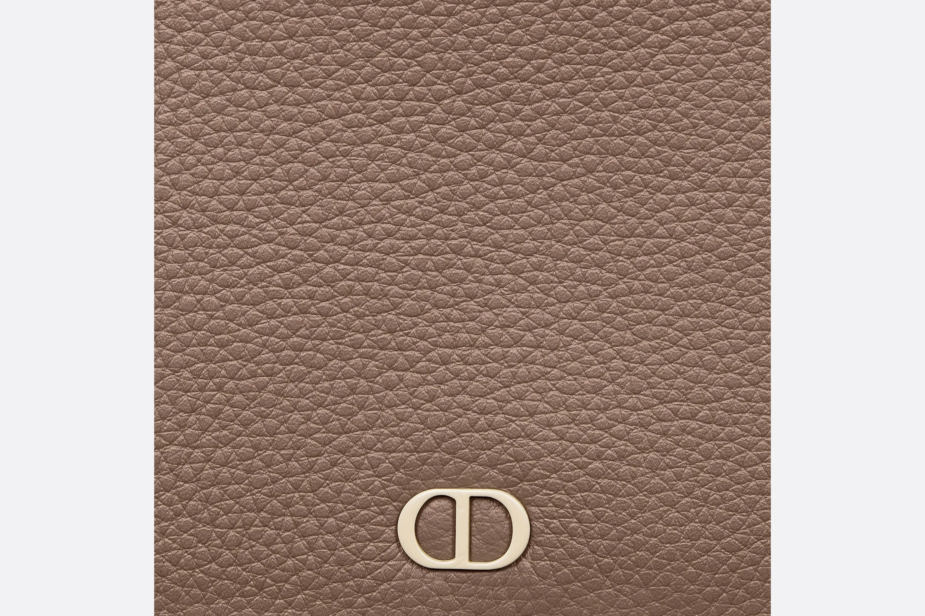 Bi-Fold Card Holder • Khaki Grained Calfskin with CD Icon Signature