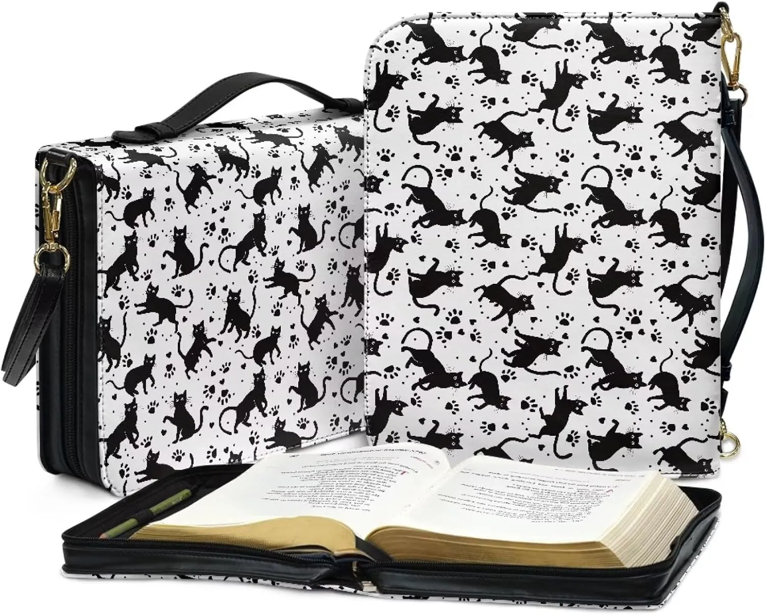 Bible Bag Large Bible Cover Case for Women Girls, PU Leather Bible Carrying Case with Shoulder Strap