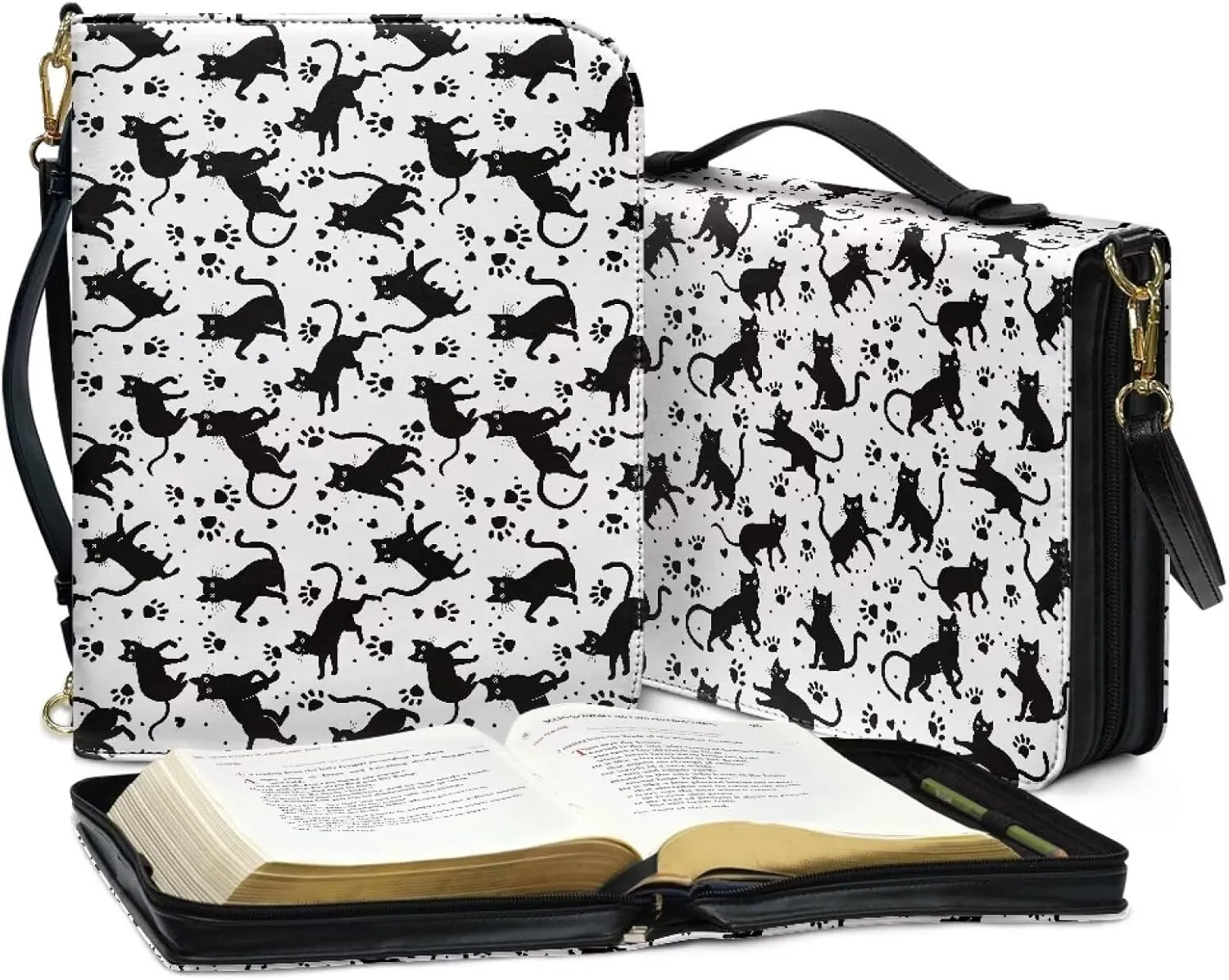 Bible Bag Large Bible Cover Case for Women Girls, PU Leather Bible Carrying Case with Shoulder Strap