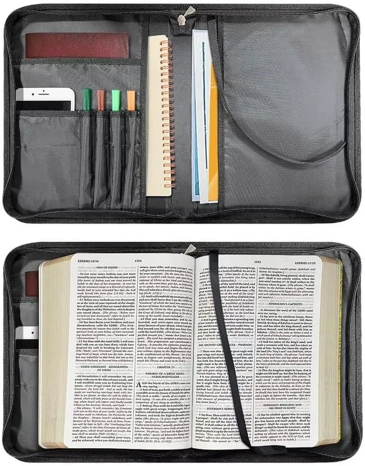 Bible Case Covers PU Leather Bible Carrying Holder with Adjustable Shoulder Strap Study Bible Case for Women Girls Crossbody Bag,Floral,M