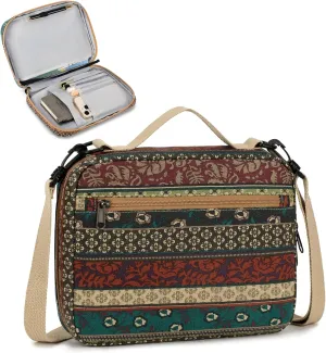 Bible Case for Women, Bible Covers Bible Carrying Book Case for Women Girls with Detachable Shoulder Strap and Durable Handle, Bible Gift Bible Protective Bag with Multi-Pockets, Bohemian