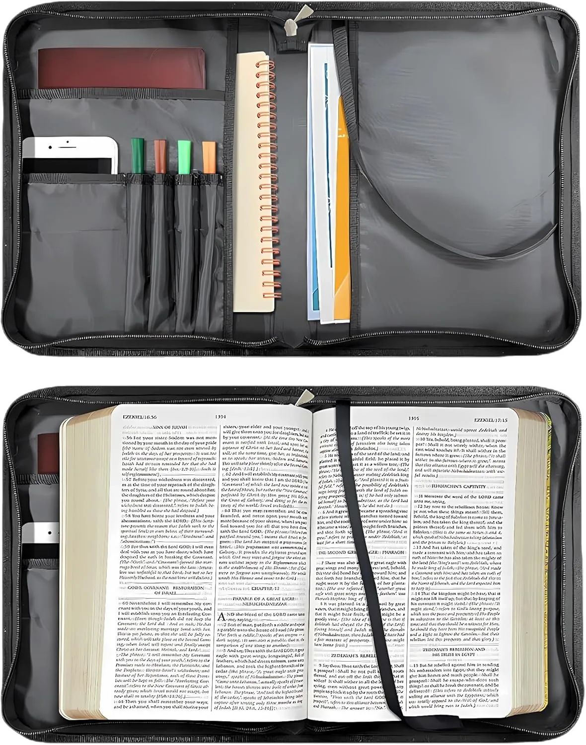 Bible Case for Women Cross Bible Cover Lion Bible Carrying Bag Faux Leather Church Bag with Handles Study Bible Books Accessories Lion and Lamb Cross Scripture Verse Medium 9x6