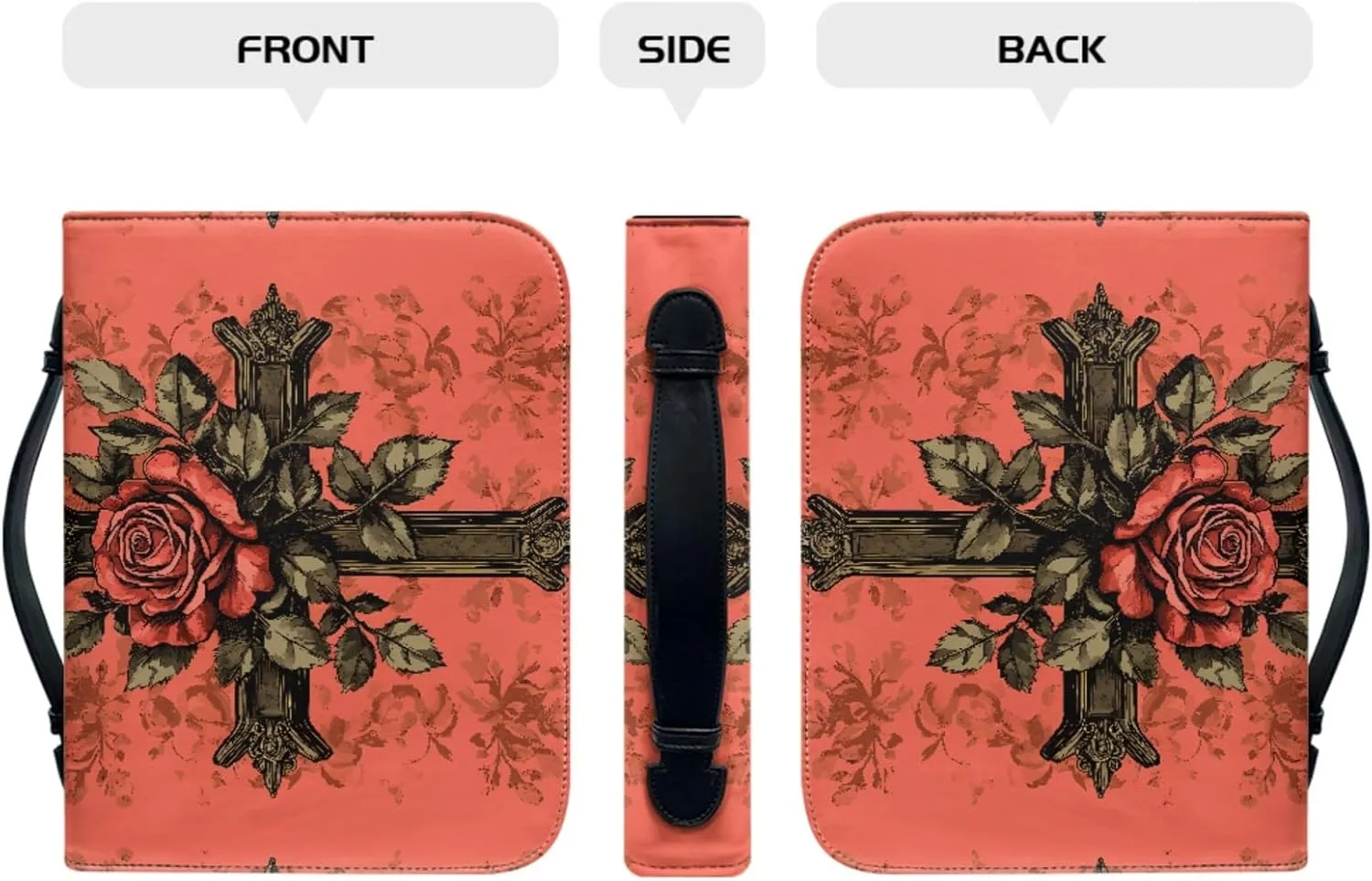 Bible Case - Large Cover for Men and Women, PU Leather Carrying Case With Cross Print