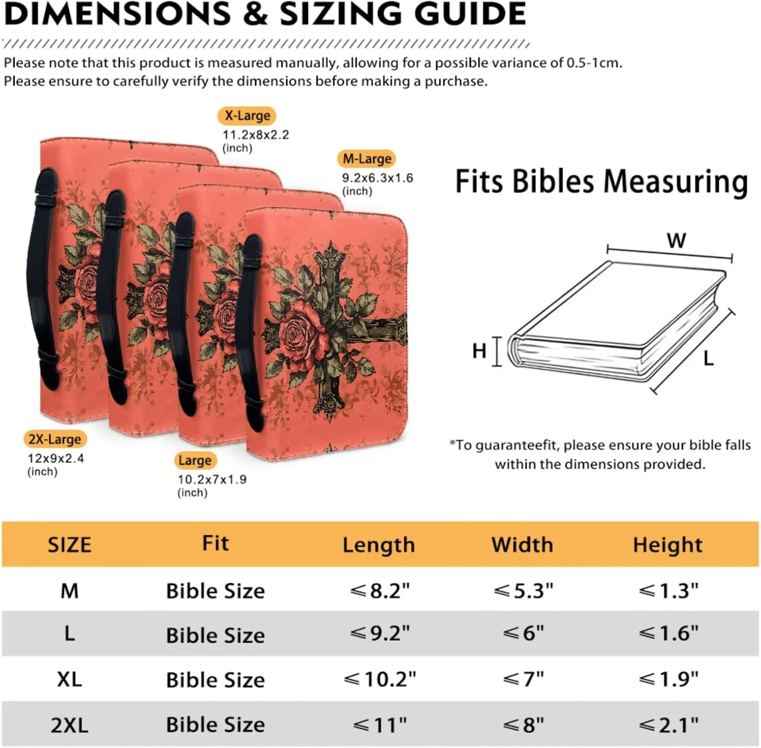 Bible Case - Large Cover for Men and Women, PU Leather Carrying Case With Cross Print