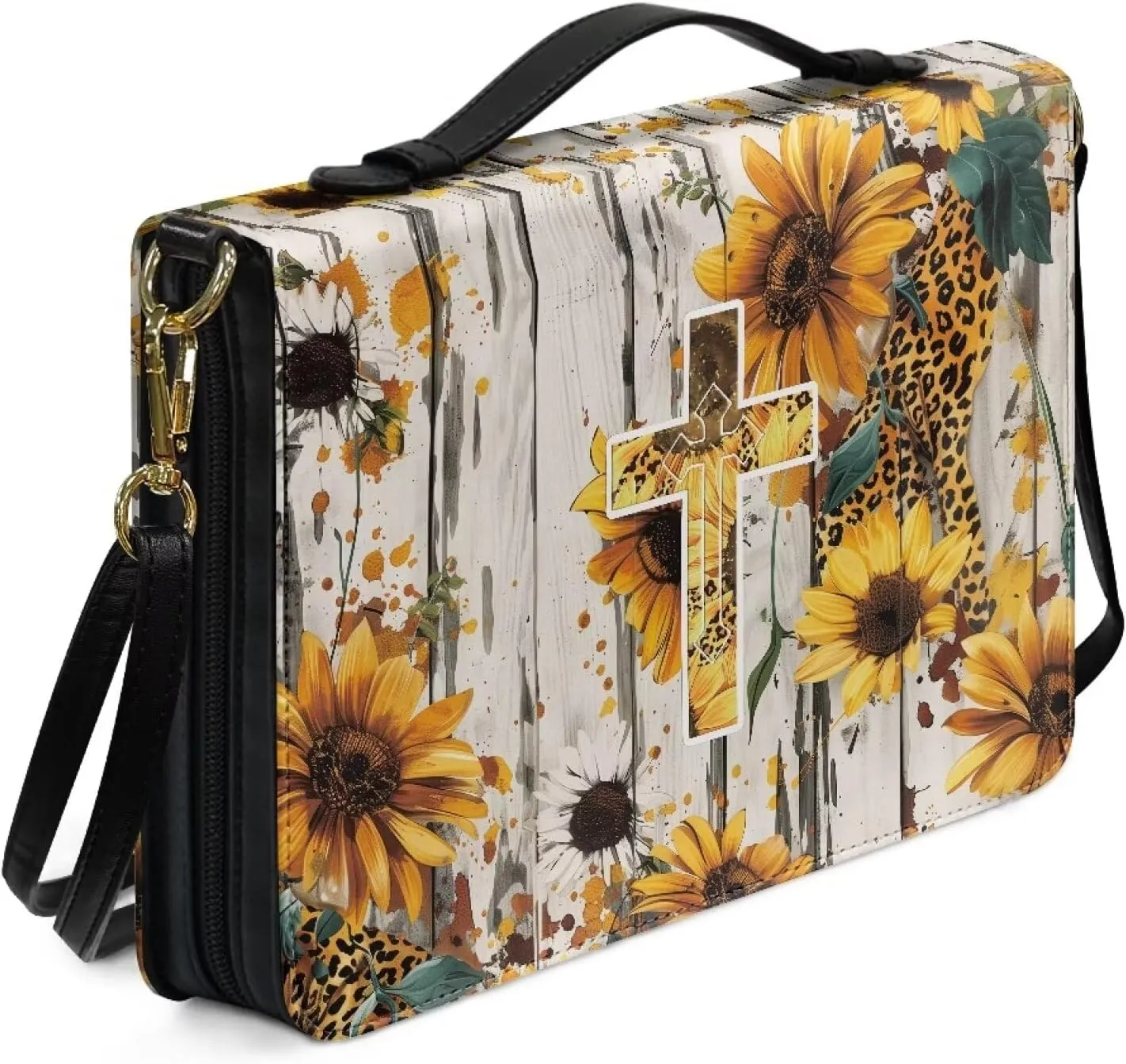 Bible Cover Case Large Bible Tote Bag for Women Girls, PU Leather Bible Carrying Case with Shoulder Strap