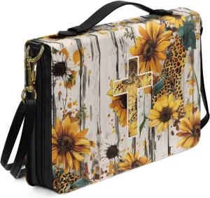 Bible Cover Case Large Bible Tote Bag for Women Girls, PU Leather Bible Carrying Case with Shoulder Strap