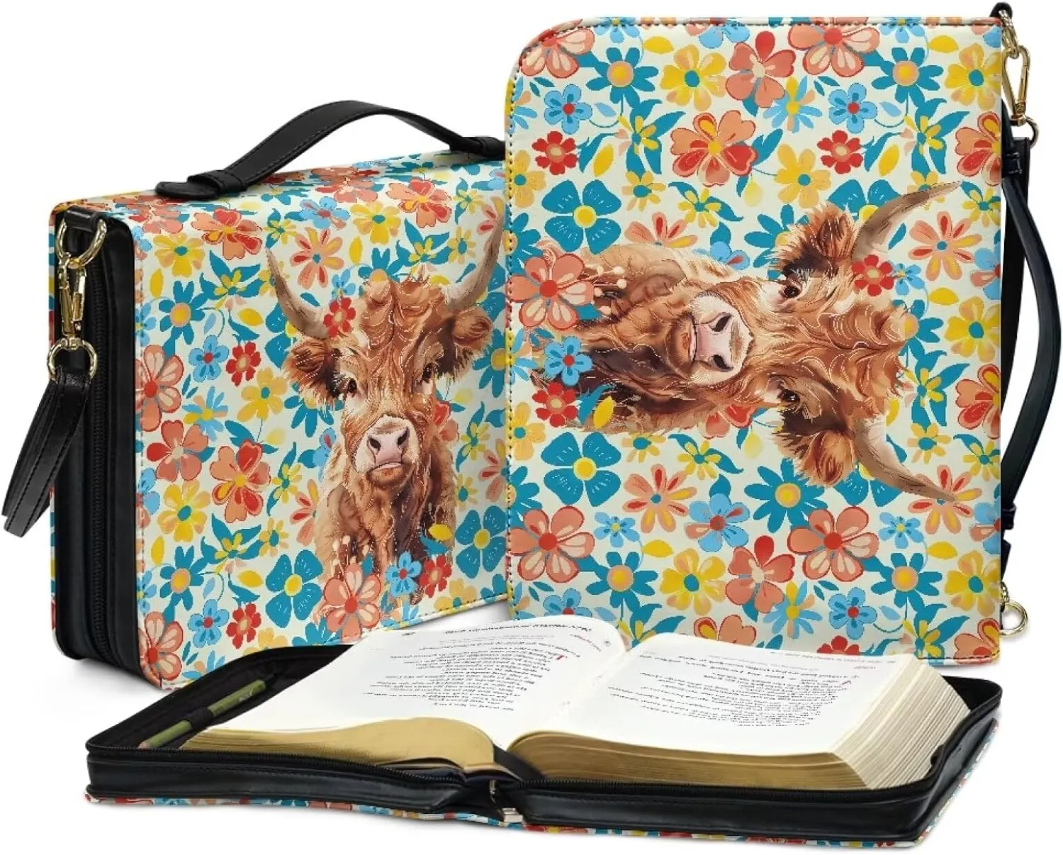 Bible Cover Case PU Leather Bible Bag for Women Girls, Large Bible Tote Bag with Shoulder Strap