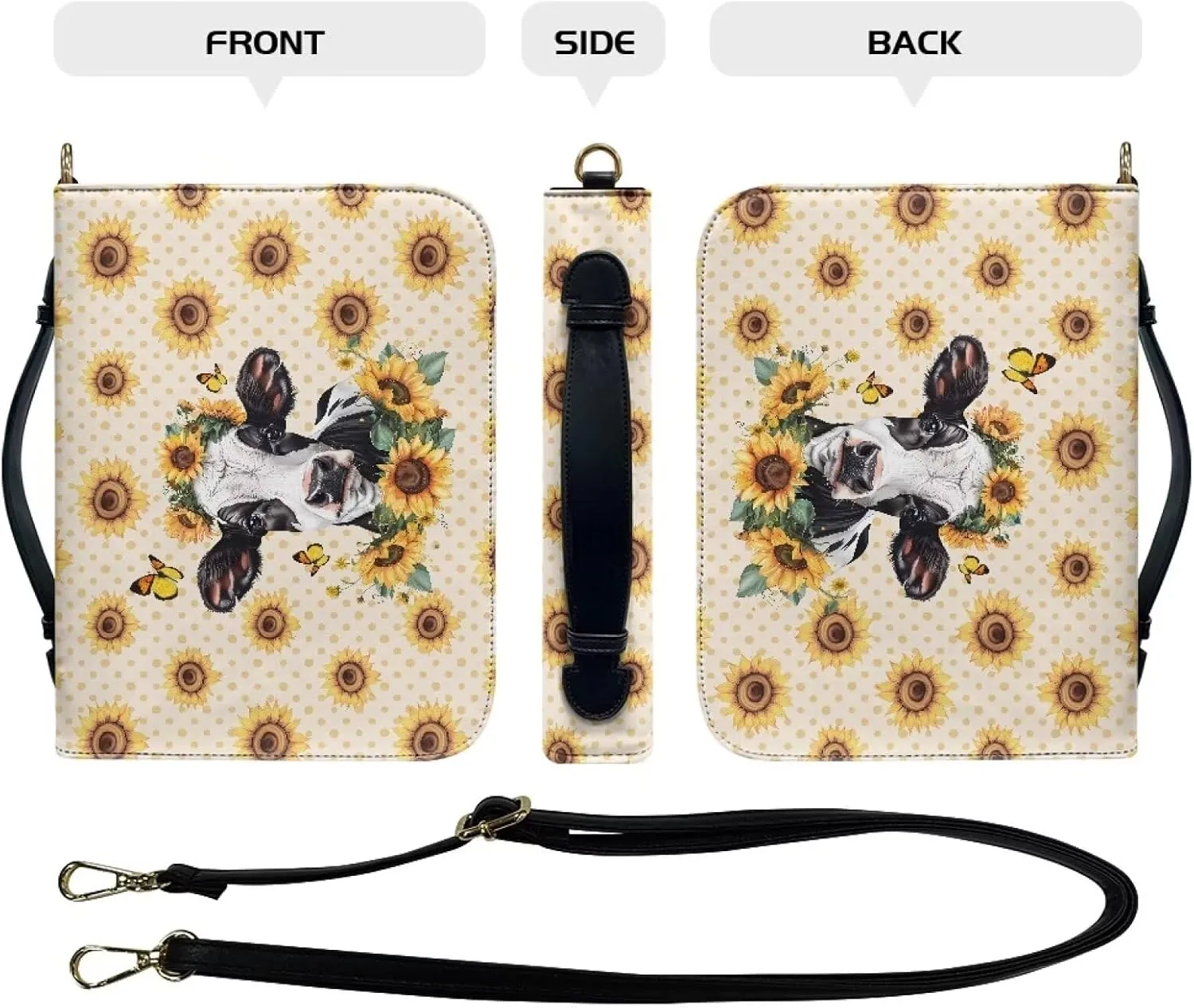 Bible Cover Case PU Leather Bible Bag for Women Girls, Large Bible Tote Bag with Shoulder Strap