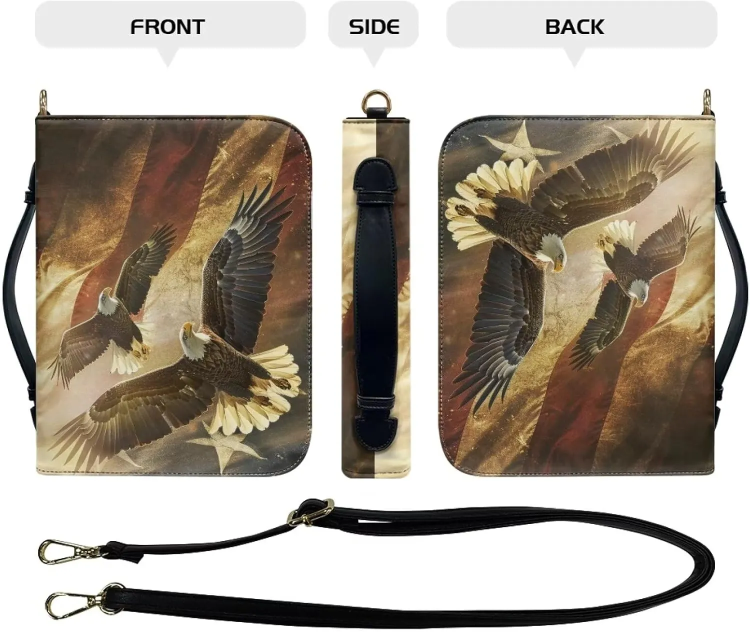 Bible Cover Case PU Leather Bible Bag for Women Girls, Large Bible Tote Bag with Shoulder Strap