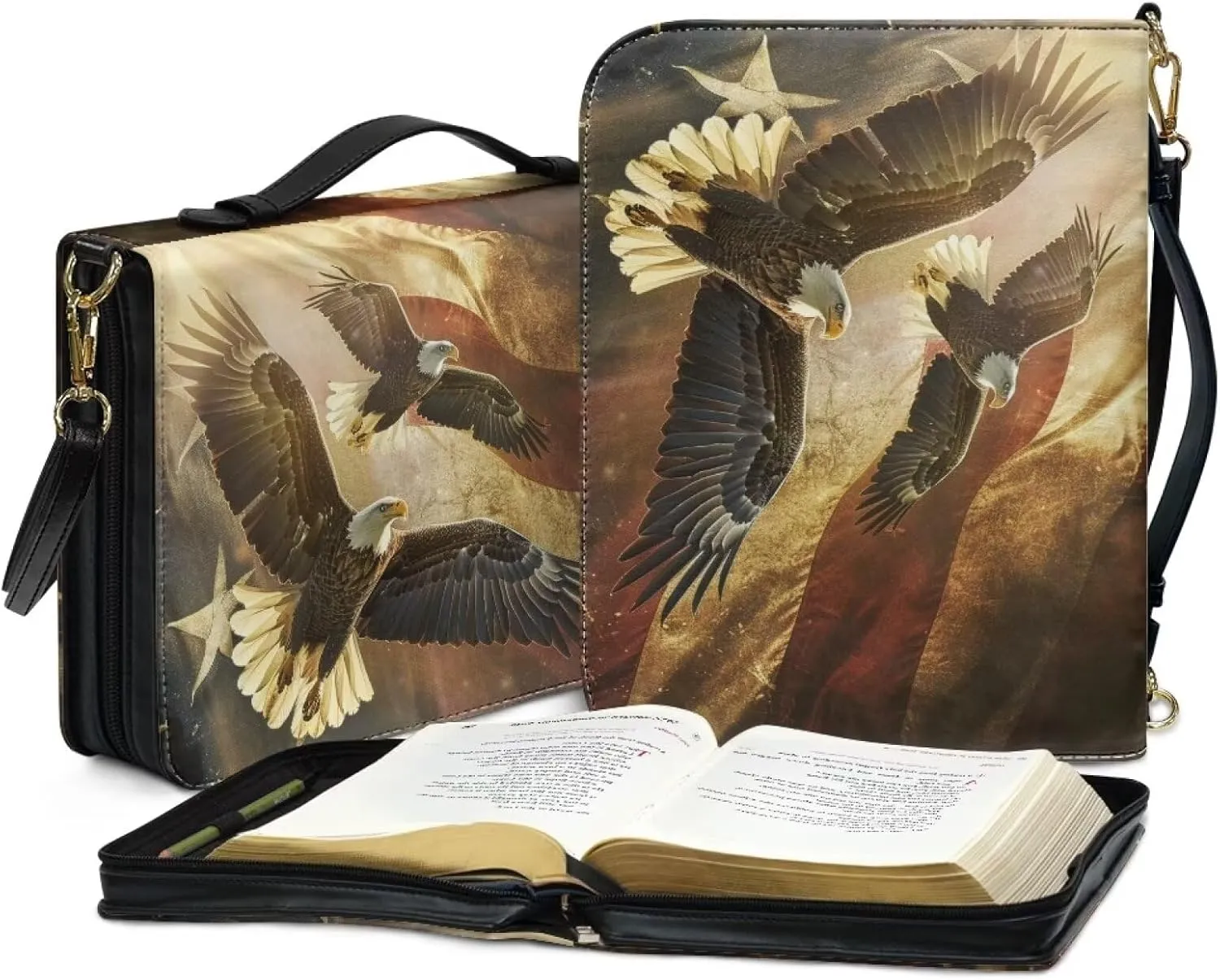 Bible Cover Case PU Leather Bible Bag for Women Girls, Large Bible Tote Bag with Shoulder Strap