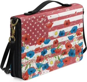 Bible Cover for Women Girls, Leather Bible Carrying Case with Strap, Lightweight Bible Tote Bag for School Church