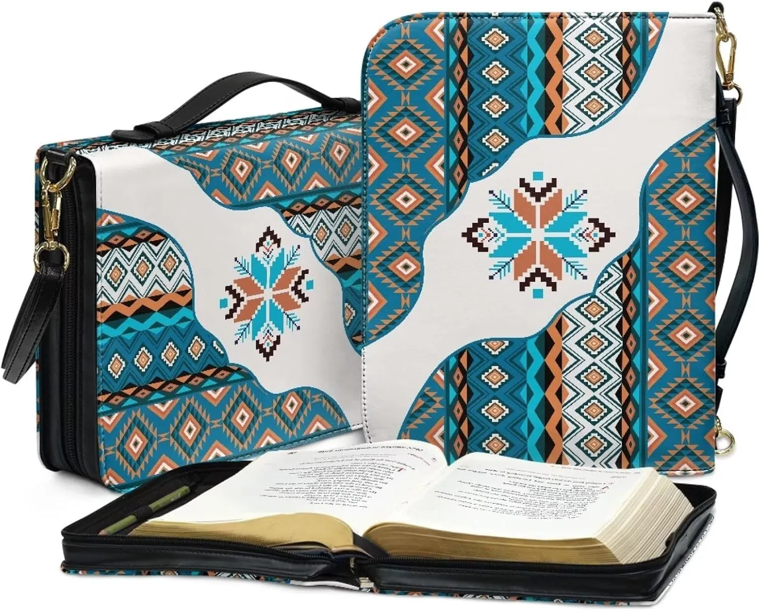 Bible Tote Bag with Handle, Waterproof Bible Accessories PU Leather Bible Case with Shoulder Strap