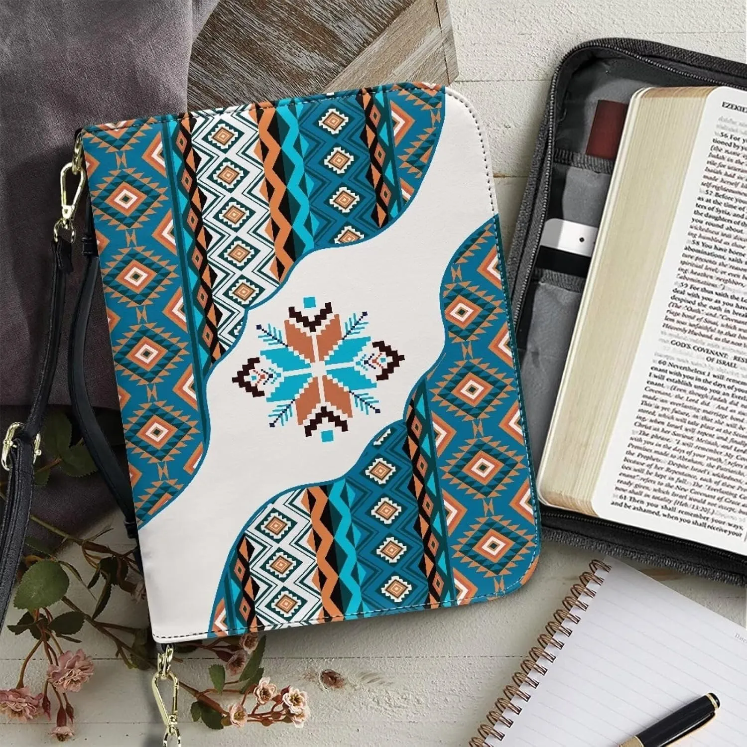 Bible Tote Bag with Handle, Waterproof Bible Accessories PU Leather Bible Case with Shoulder Strap