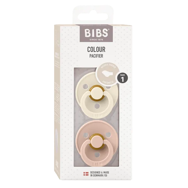 Bibs Original Latex Pacifiers 2 Pack Anatomical - Ivory/Blush