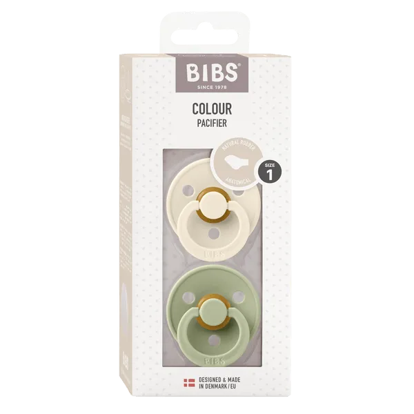 Bibs Original Latex Pacifiers 2 Pack Anatomical - Ivory/Sage