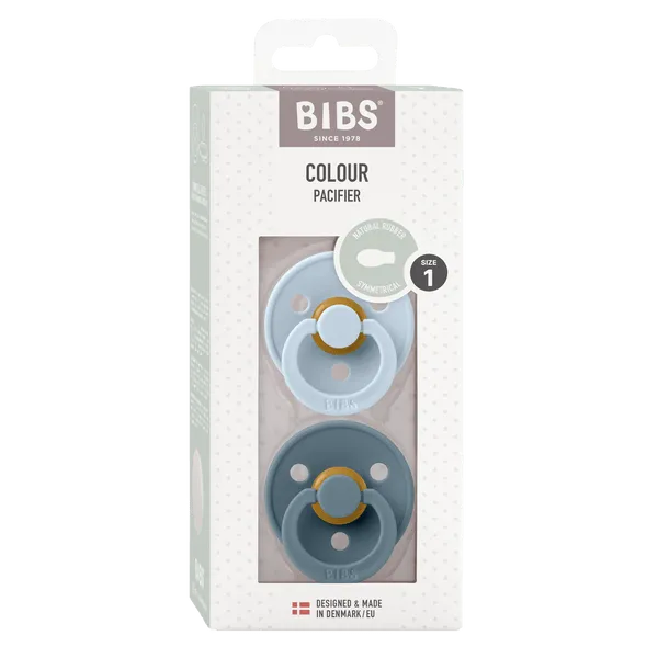 Bibs Original Latex Pacifiers 2 Pack Symmetrical - Baby Blue/Petrol