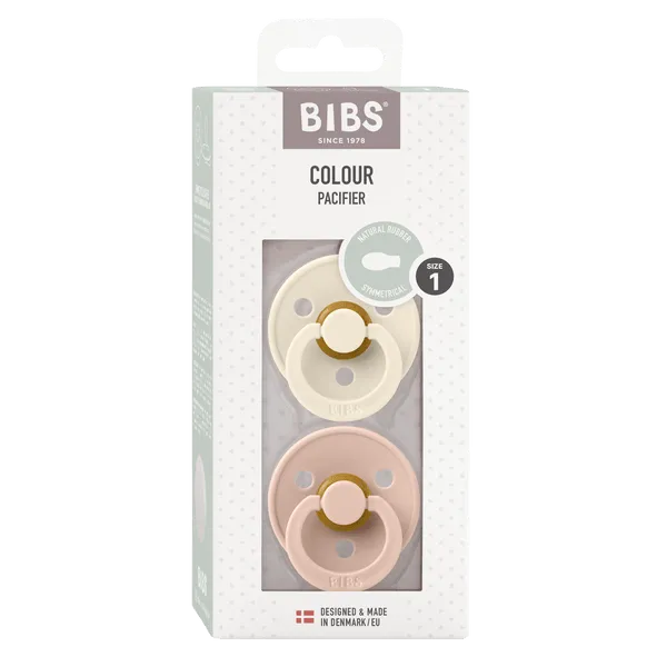 Bibs Original Latex Pacifiers 2 Pack Symmetrical - Ivory/Blush
