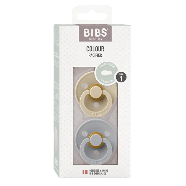 Bibs Original Latex Pacifiers 2 Pack Symmetrical - Vanilla/Cloud