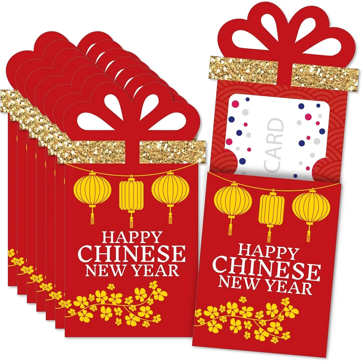 Big Dot of Happiness Chinese New Year - Year of the Tiger Money & Gift Card Sleeves - Fantastic Gift Card Holders - Set of 8
