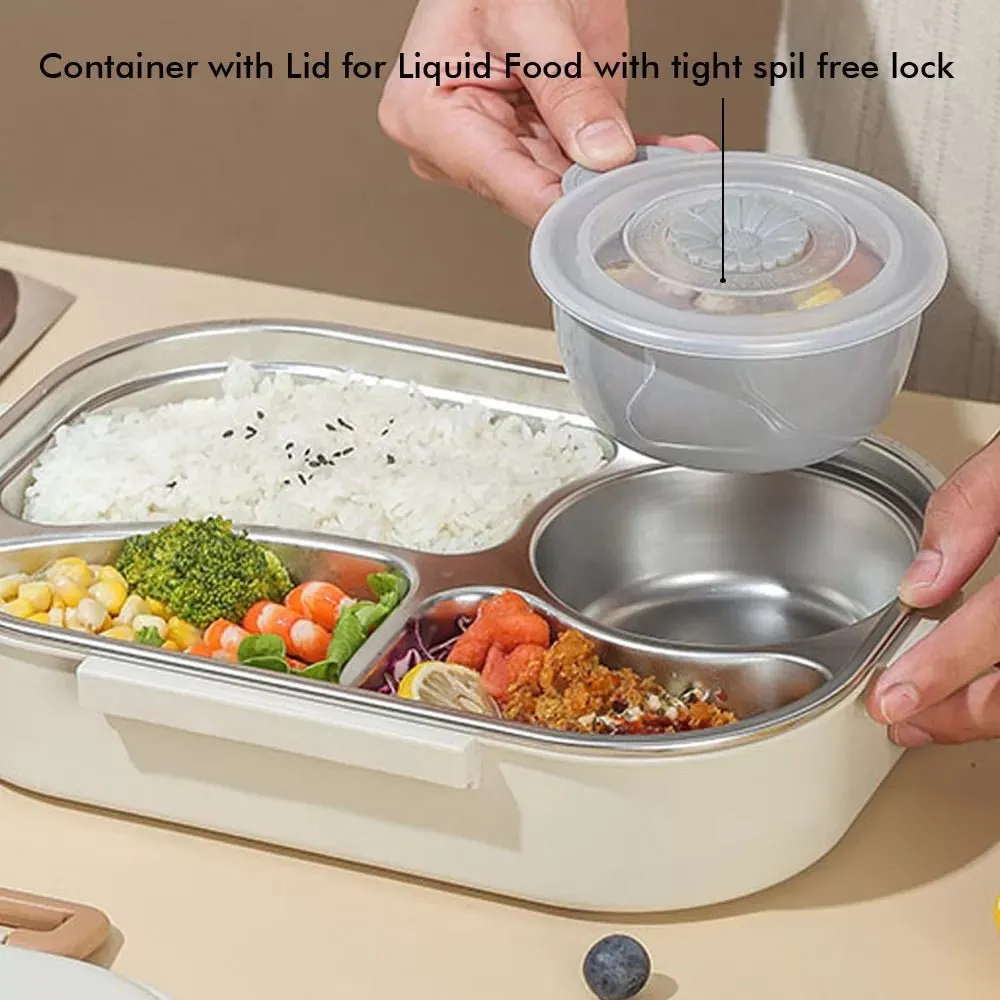 Big Size Stainless Steel Lunch Box /Tiffin with Insulated Matching Lunch Bag for Kids and Adults, Cream Brown Bear