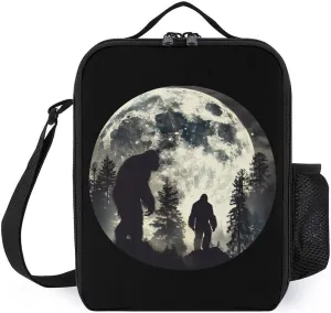 Bigfoot Forest Moon Portable Lunch Bag Shoulder Bag Insulated Lunch Box Holder Tote Handbag For Work Office Travel