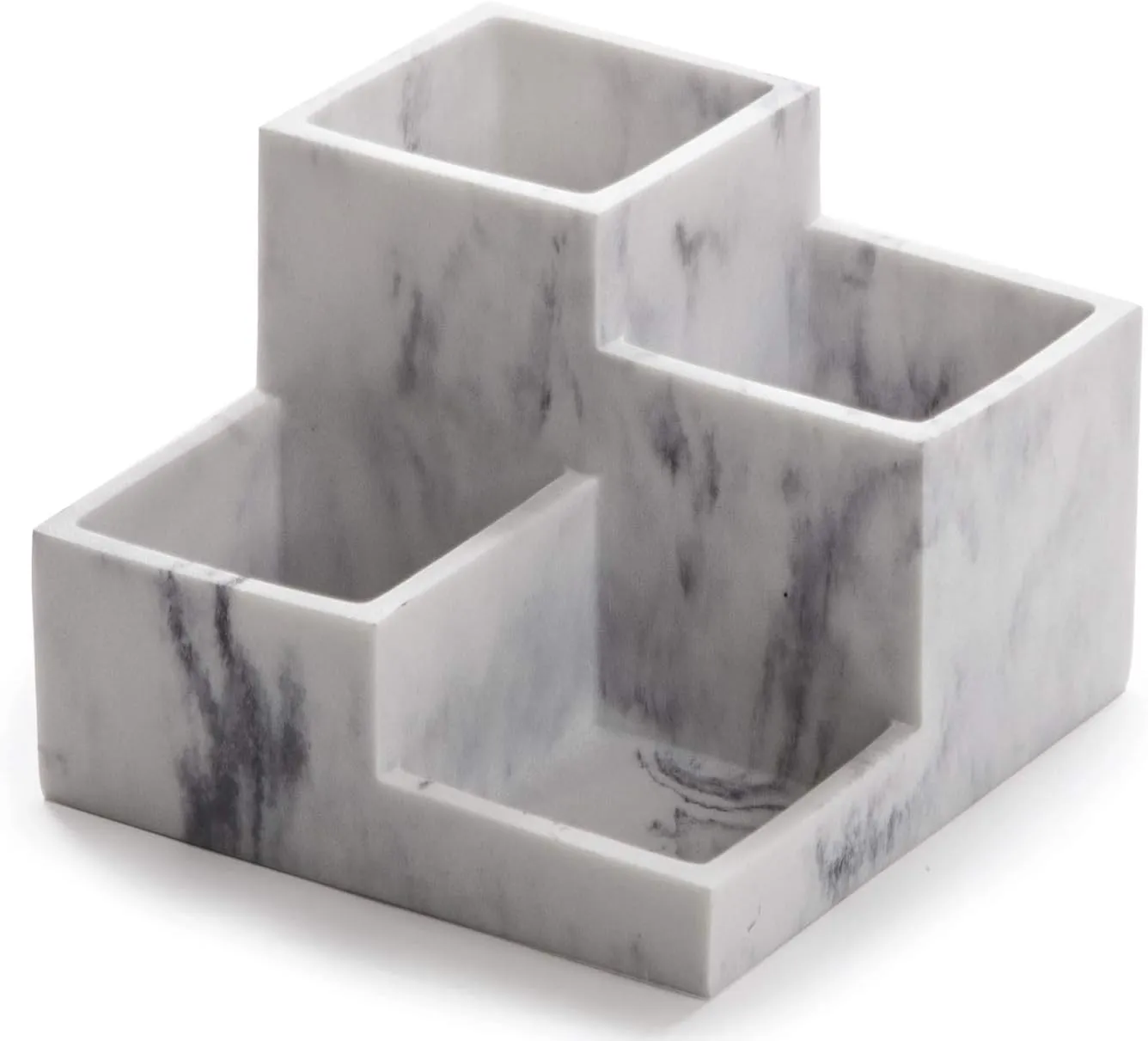 BINO Multi Purpose 4 Compartment Organizer - Make up Organizer for Vanity - Makeup Holders for Bathroom - Toiletry Organizers Countertop - Toothbrush and Bathroom Accessories Holder - Matte Marble
