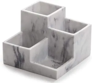 BINO Multi Purpose 4 Compartment Organizer - Make up Organizer for Vanity - Makeup Holders for Bathroom - Toiletry Organizers Countertop - Toothbrush and Bathroom Accessories Holder - Matte Marble