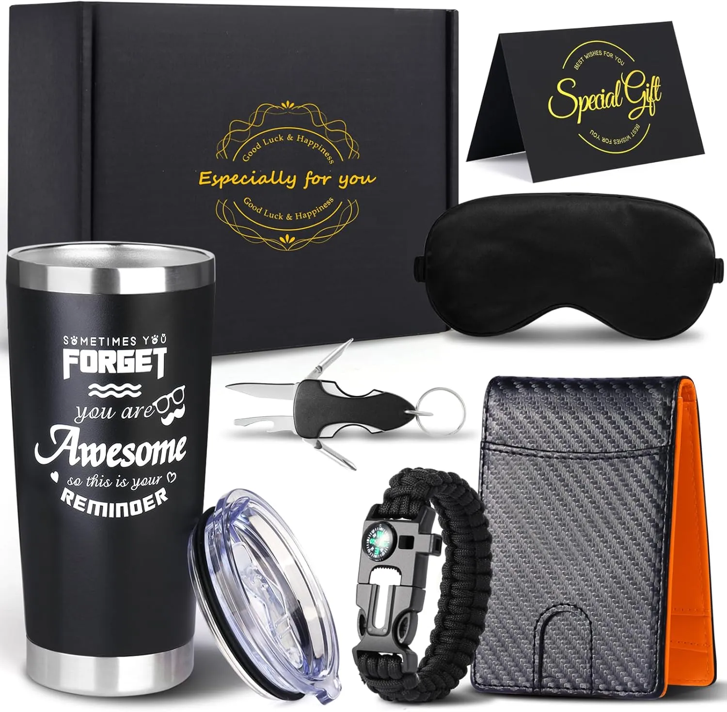 Birthday Gifts Baskets for Men,Premium Gift Baskets for Him,Cool Camping Outdoorsman Gift Set,Fathers Day Christmas Mens Gifts Ideas,Thank You Presents for Dad
