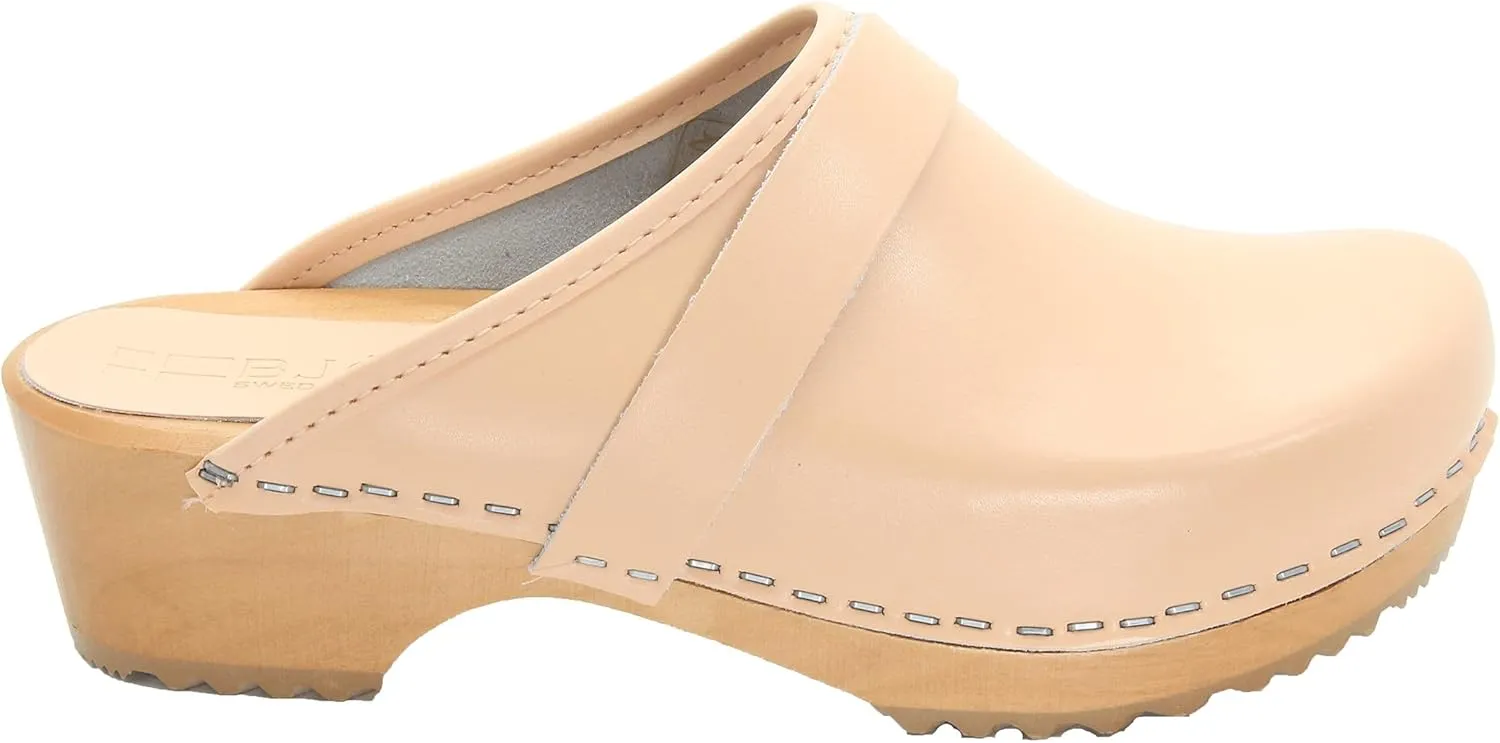 Bjork Maja Wood Open Back Leather Clogs