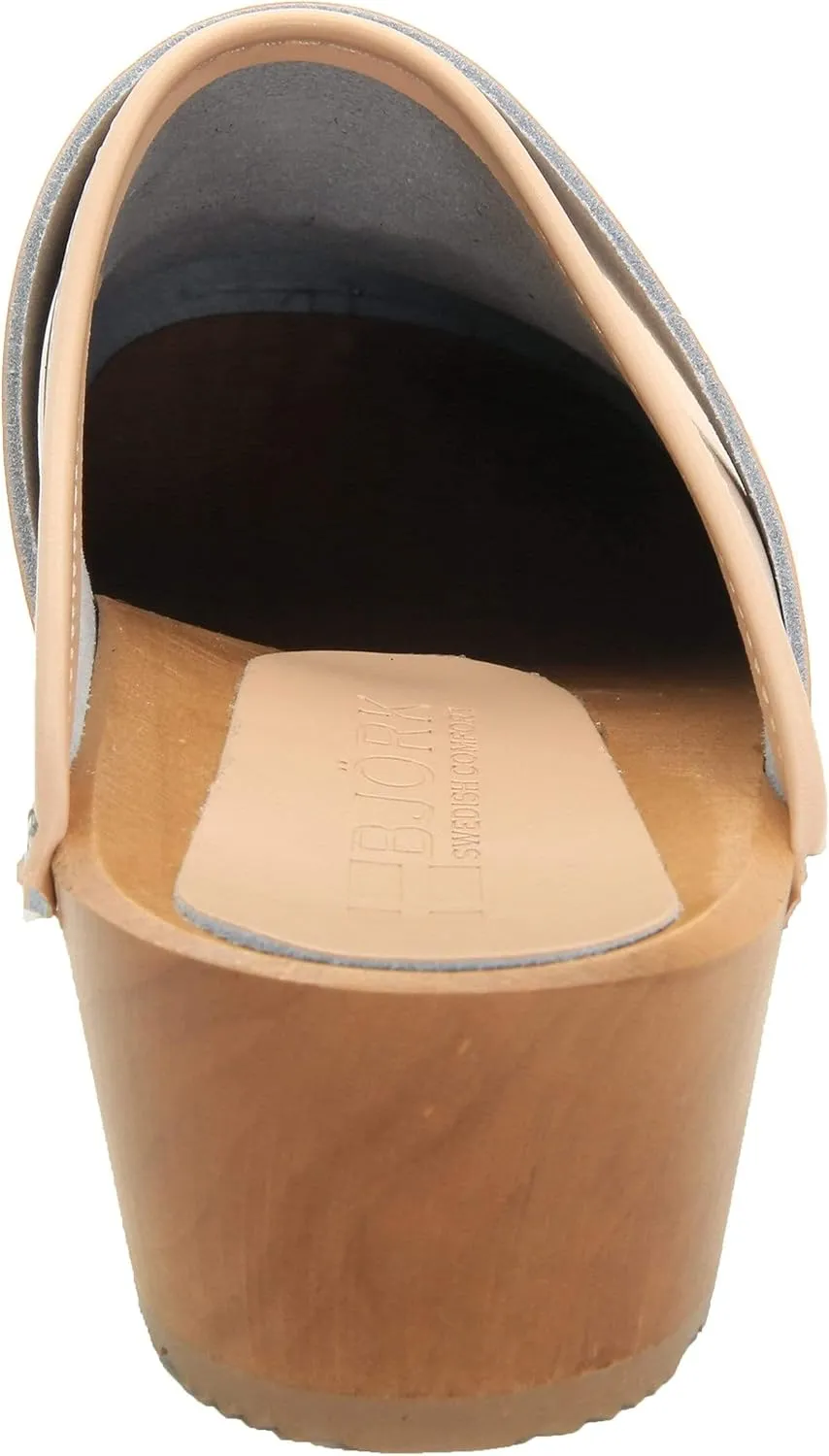 Bjork Maja Wood Open Back Leather Clogs