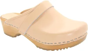 Bjork Maja Wood Open Back Leather Clogs