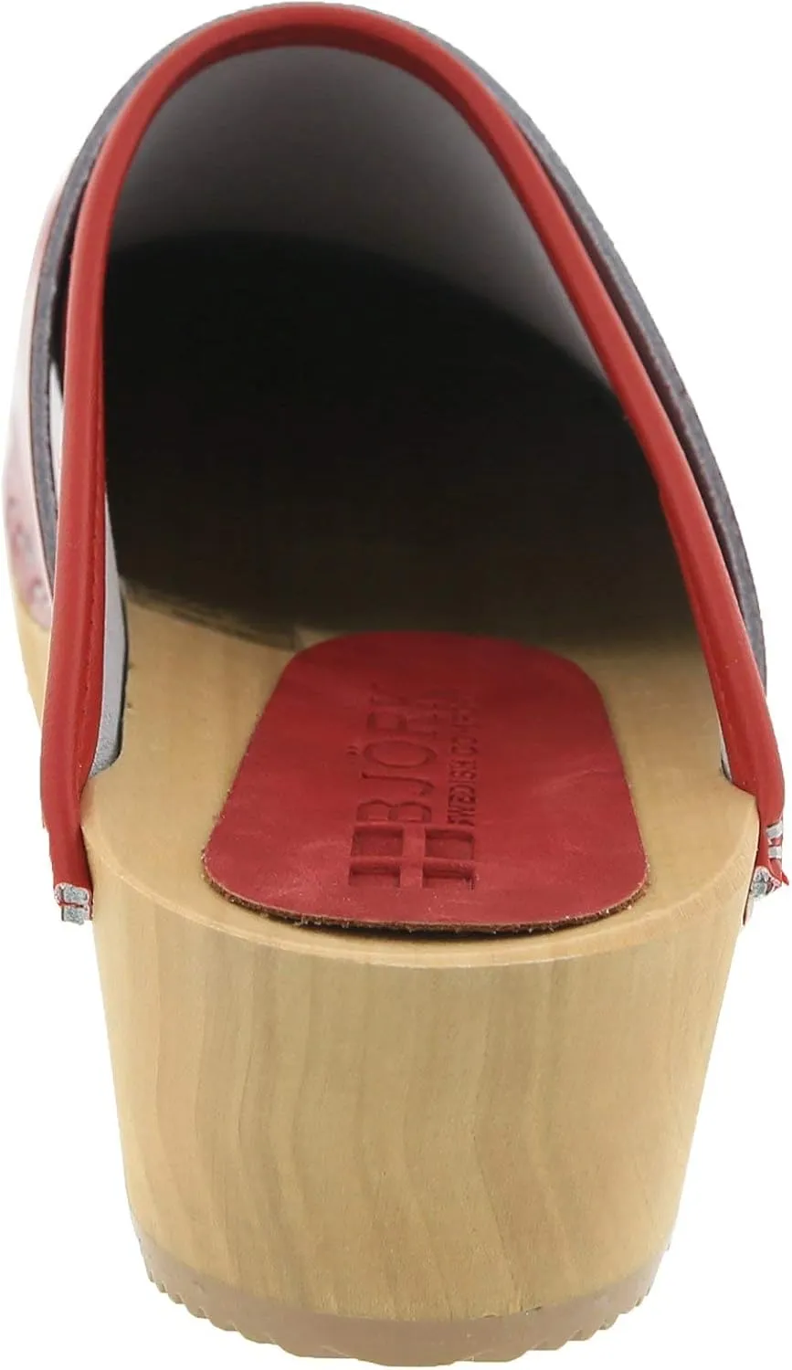 Bjork Maja Wood Open Back Leather Clogs