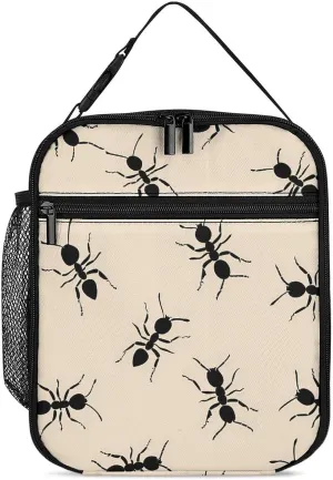 Black Ants Portable Lunch Box Bag Tote Reusable Leakproof Insulated Lunchbox for Work Beach Picnic