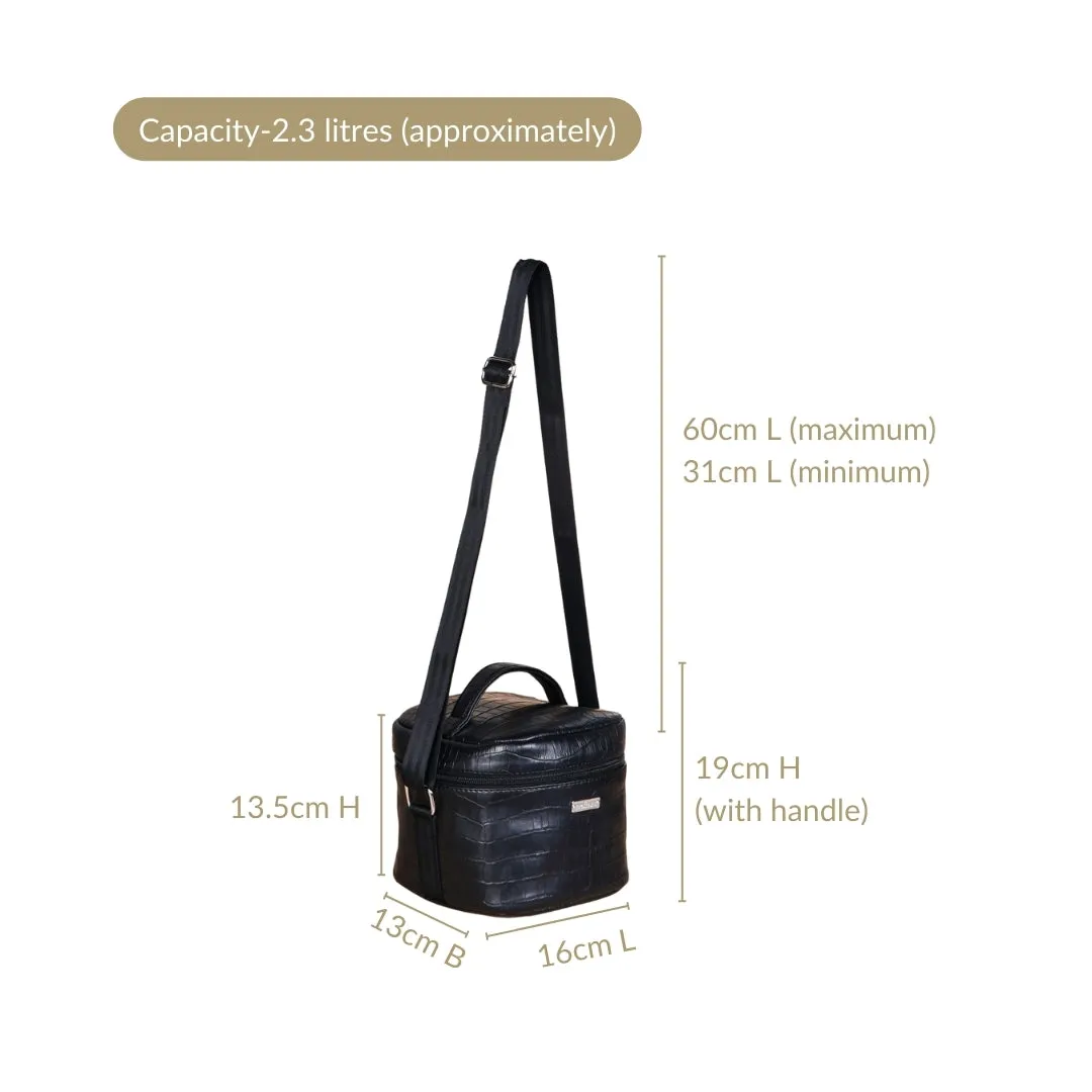Black Croco Lunch Bag With Insulation