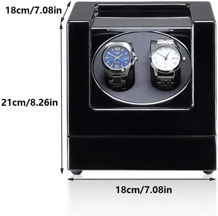 Black Watch Winder Box for Double Automatic Watches, Automatic Winder Case, with Blue LED Light, Super Quiet Motor Watch Winder Display Watch Box Watch Storage Gift