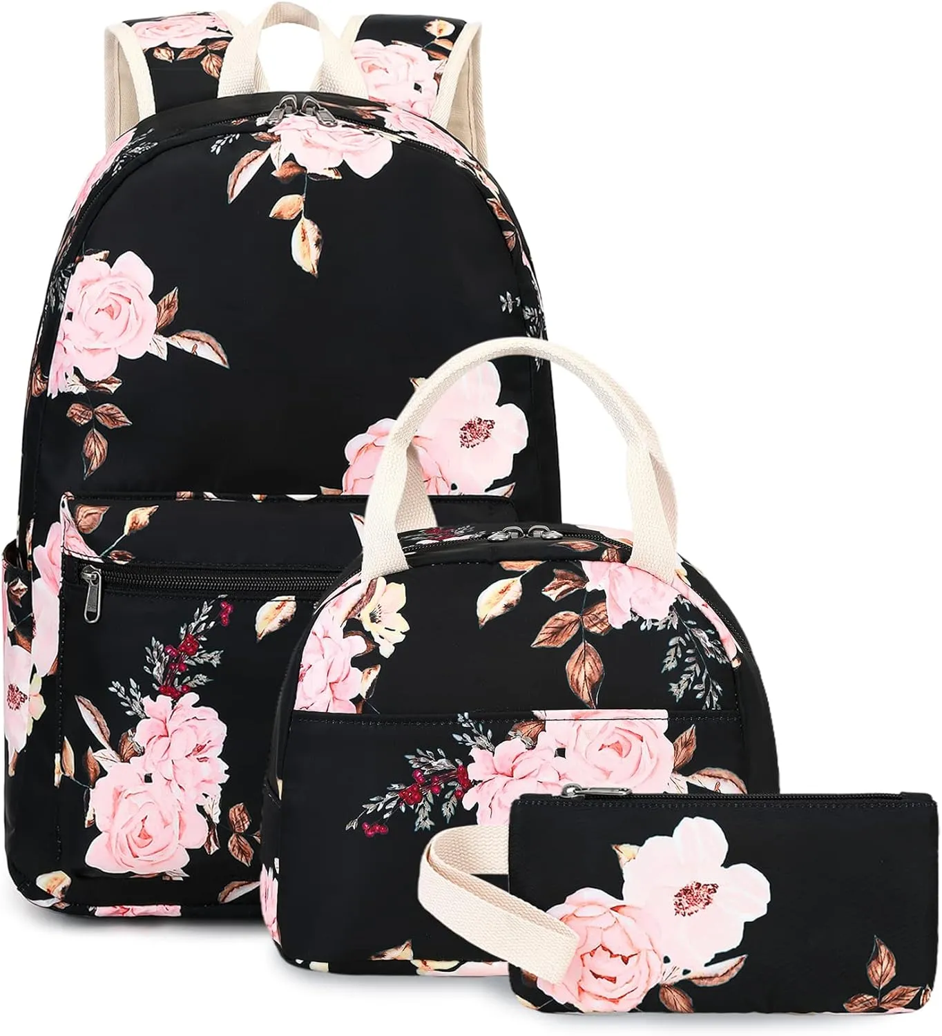 Bluboon School Backpack Set Girls Womens Laptop Bookbag Casual Daypack Fits 15 inch Laptop with Lunch Tote Bag and Pencil Bag