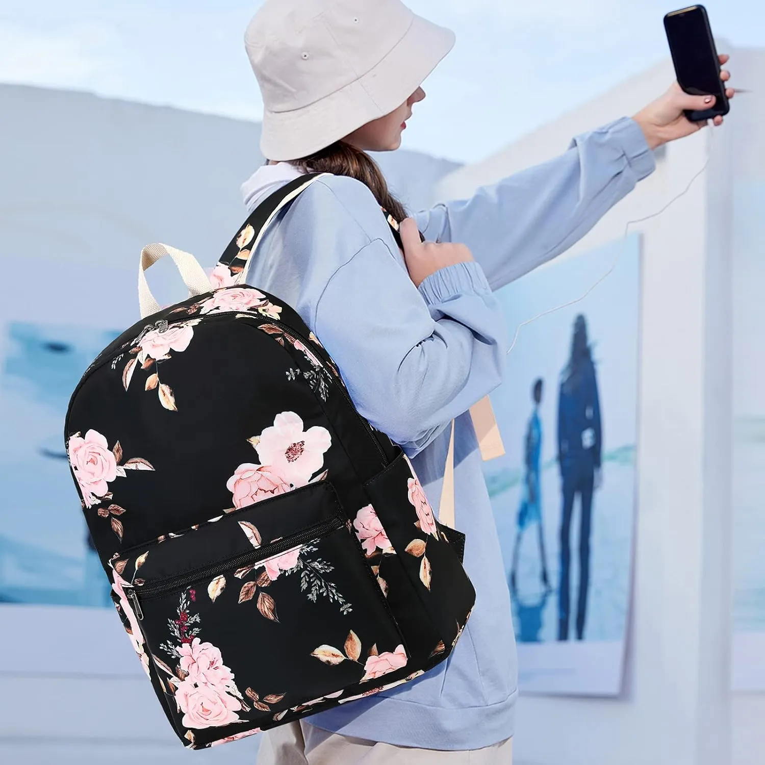 Bluboon School Backpack Set Girls Womens Laptop Bookbag Casual Daypack Fits 15 inch Laptop with Lunch Tote Bag and Pencil Bag